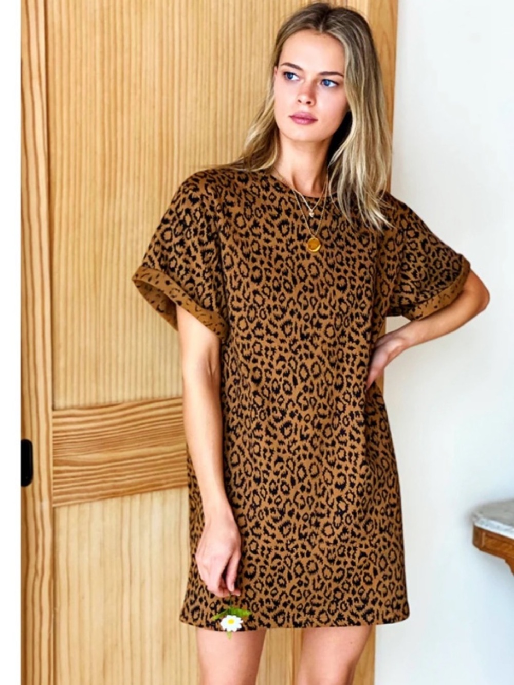 India Collection Emerson Fry T-Shirt Dress Vintage Leopard organic Cotton mini X